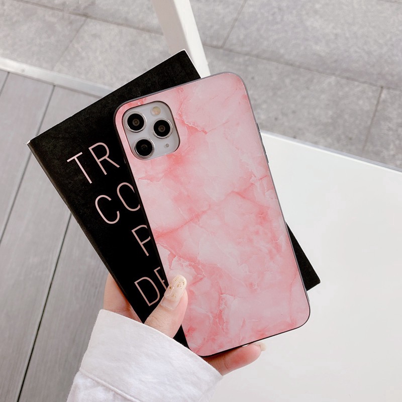 Realme C11 C2 C1 6i 5i 5s 5 XT X Pro OPPO A52 A92 Pink Blue Green Color Marble PC+TPU Anti Crack Case