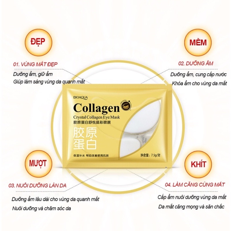 Mặt Nạ Collagen Dưỡng Ẩm Mắt Giảm Thâm Hàng Chính Hãng BIOAQUA Nội Địa Trung