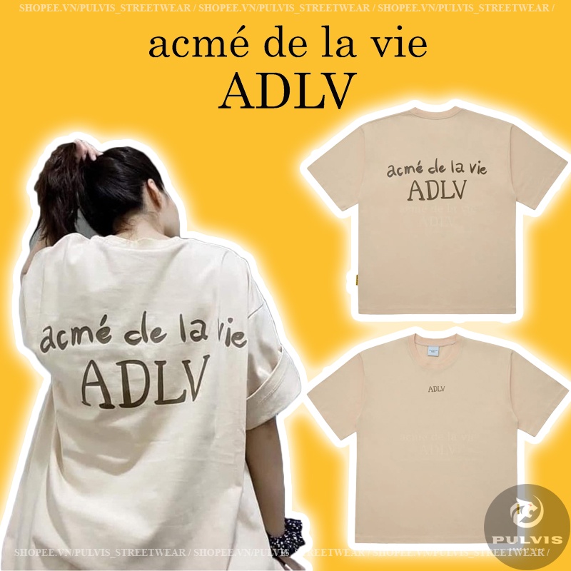 ⚡️[Hight Quality] - Áo thun - Acmé de la vie - ADLV GLOSSY BASIC LOGO SLEEVE T-SHIRT - BEIGE, Áo Tee ADLV