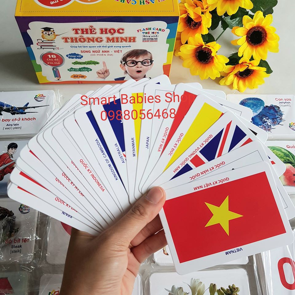 1 hộp thẻ học thông minh 16 chủ đề cho bé từ 0-6 tuổi