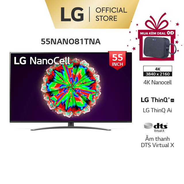 Smart Tivi NanoCell LG 55 inch 4K  55NANO81TNA - Model 2020 - Miễn phí lắp đặt