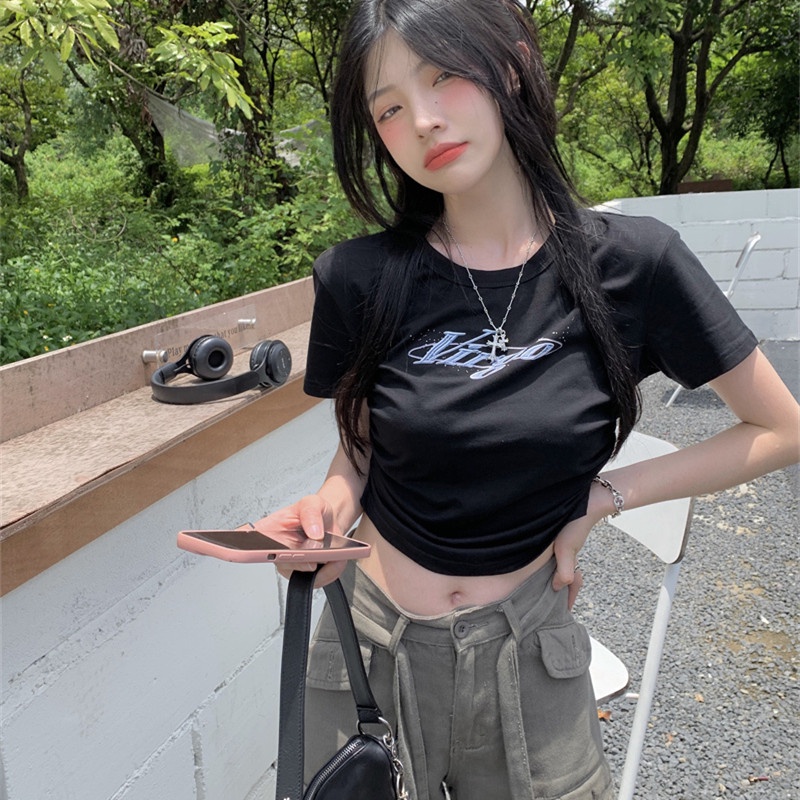 Áo Thun Nữ Cổ Tròn Ngắn Tay In Hình Thời Trang Mùa Hè