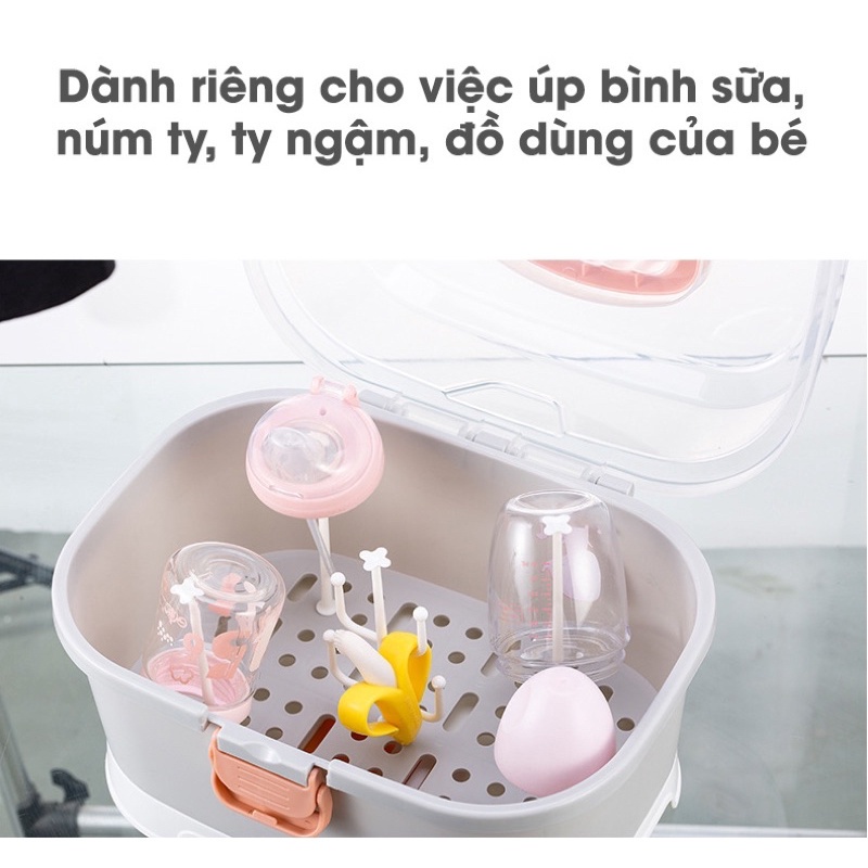 Giá Úp Bình Sữa Jupin - Khay Úp Bát Và Cốc - Hộp Bảo Quản Bình Sữa &amp; Máy Hút Sữa Có Nắp Đậy Chống Bụi