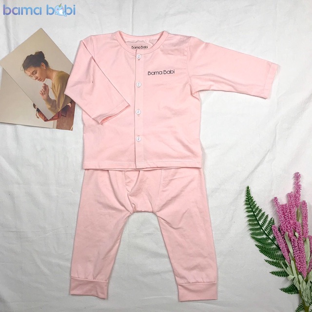[3 kiểu dáng] Bộ quần áo trẻ em Bama Babi Basic 100% cotton cao cấp màu hồng