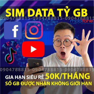 Sim KHÔNG GIỚI HẠN DATA Mobi 50k 1 Tháng S50 CF50 và DIP50 và S50 và BL5GT và DTHN ED50