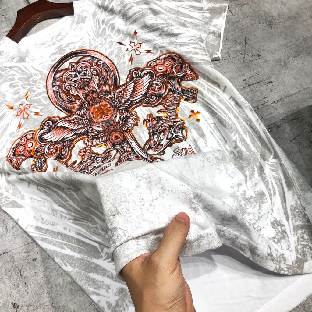 Áo phông nam áo thun bigsize họa tiết KONFLIC DOMINATION ED HARDY cao cấp AHM 55