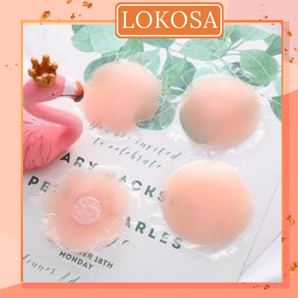 Miếng Dán Ngực LOKOSA Phụ Kiện Đồ Lót Hình Nhũ Hoa Silicon Siêu Bám Dính Có Thể Sử Dụng Nhiều Lần (1 Cặp) PK003