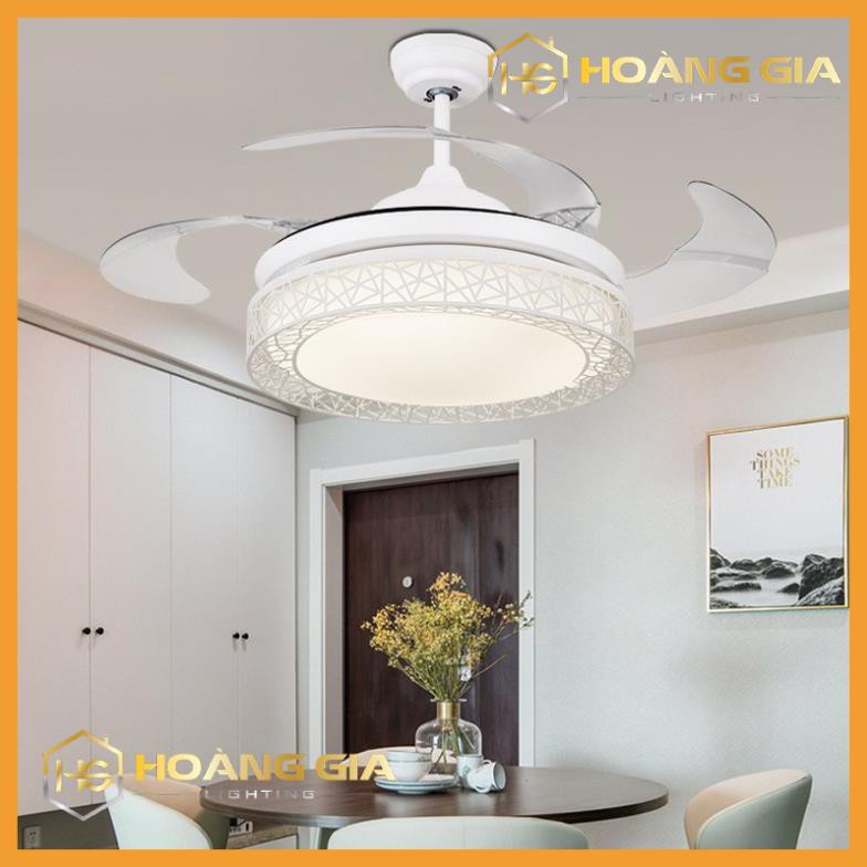 Quạt Trần Đèn Dấu Cánh - Quạt Trần Phòng Khách A8701- Cánh Cụp Cánh Xòe Có 3 Chế Độ Ánh Sáng Kèm Điều Khiển Từ Xa