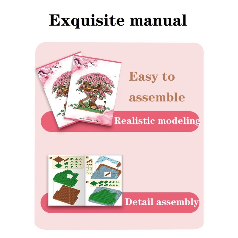 Đồ chơi lắp ráp 2138 mảnh ghép tạo hình ngồi nhà cây hoa anh đào đẹp mắt