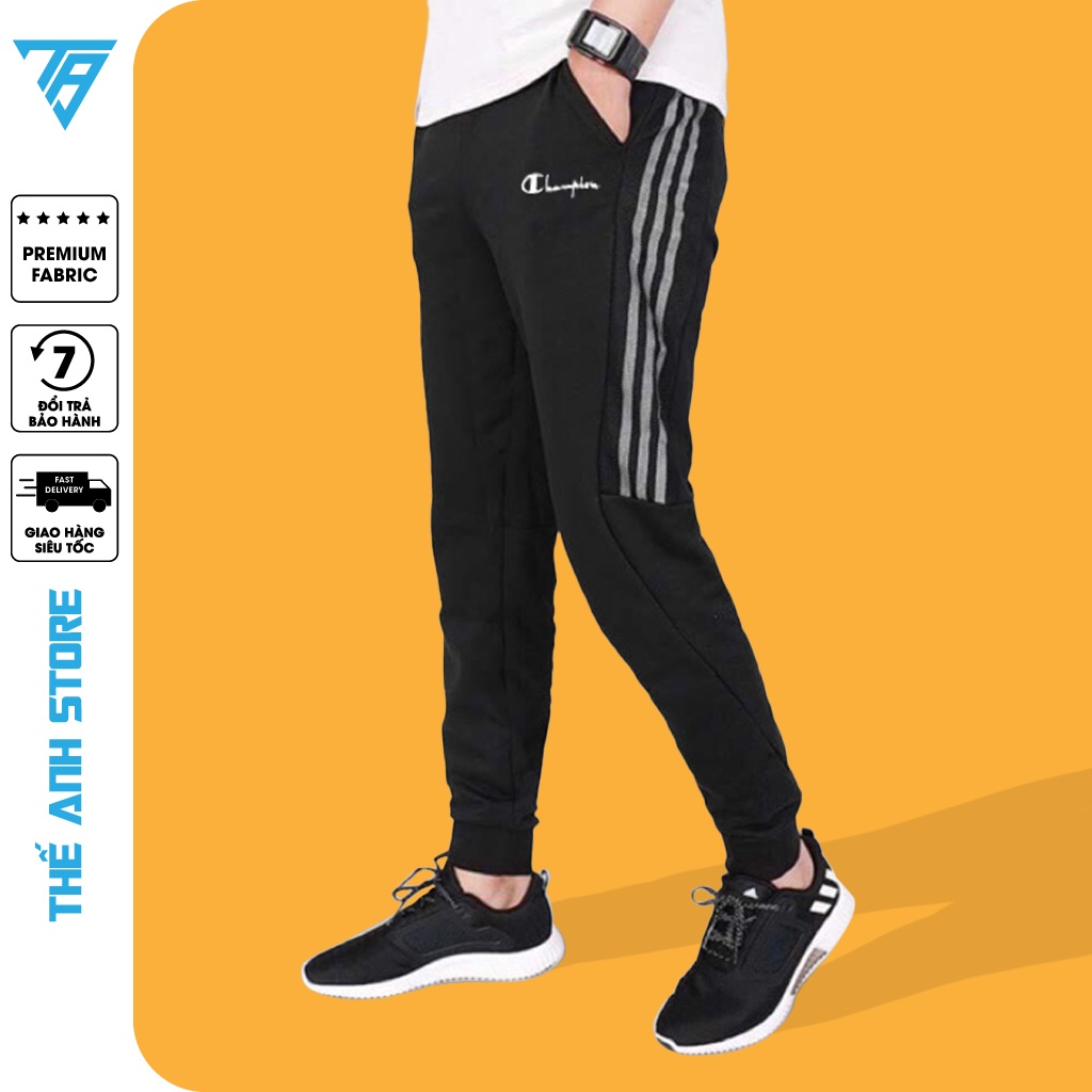 Quần jogger nam Thế Anh Store, Quần dài nỉ thu đông 3 sọc lửng chất thun siêu đẹp, TA-501