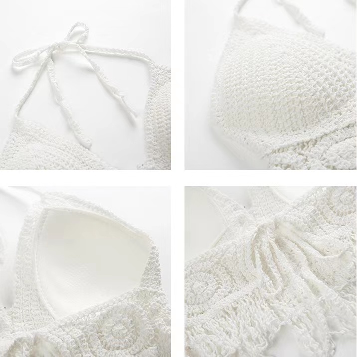 Bikini đi biển đồ bơi nữ váy bơi nữ Bikini len móc cá tính kín đáo áo tắm