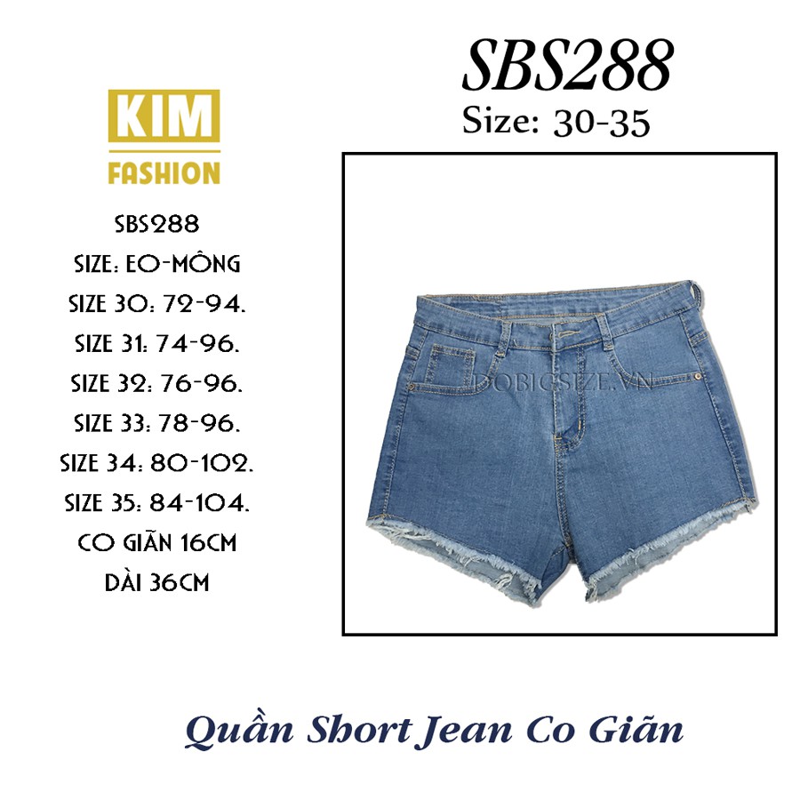 Quần Short Jean Bigsize Co Giãn SBS288 size 30-35