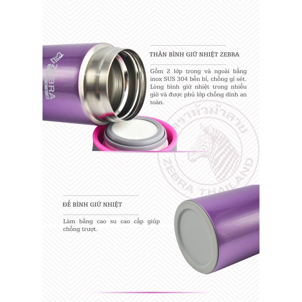 Mẫu mới Bình giữ nhiệt Zebra  Amethyst 400ml - 112996
