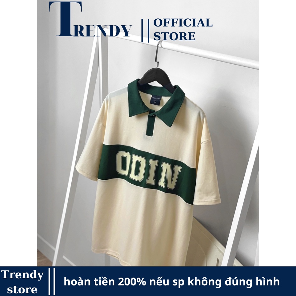 Áo Polo Thun Form Rộng Có Cổ Nam Nữ Unisex Oversize Chất Cá Sấu Áo Phông ODIN Locabrand Màu Xanh Be Đen Trắng Giá Rẻ 1K