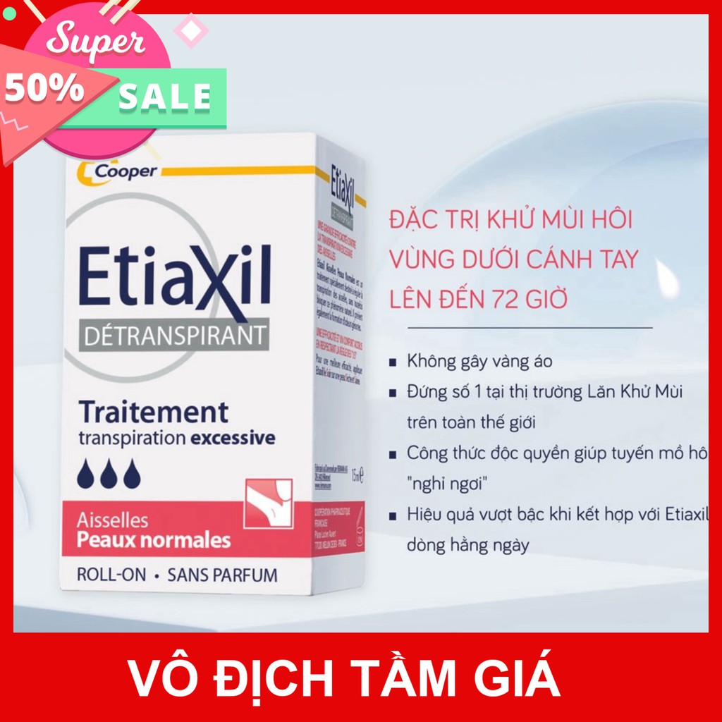 [CHÍNH HÃNG] Etiaxil Lăn Khử Mùi Détranspirant Aisselles Peaux Normales [ Màu Đỏ ] 15ml