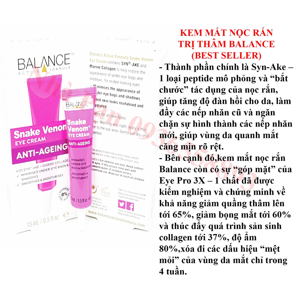 Kem Mắt Nọc Rắn Balance Active Formula Snake Venom Eye Cream