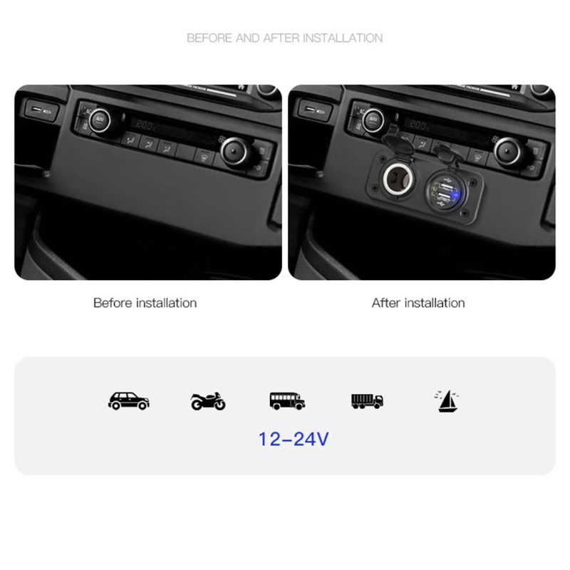 Giá Đỡ Sạc Điện Thoại Trên Xe Hơi RV USB QC3.0 12-24V