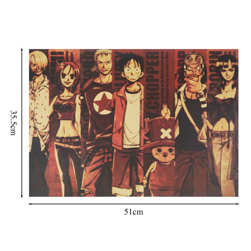 Bộ 30 Tấm Áp Phích Giấy kraft In Hình One Piece Trang Trí Quán Cà Phê / bar
