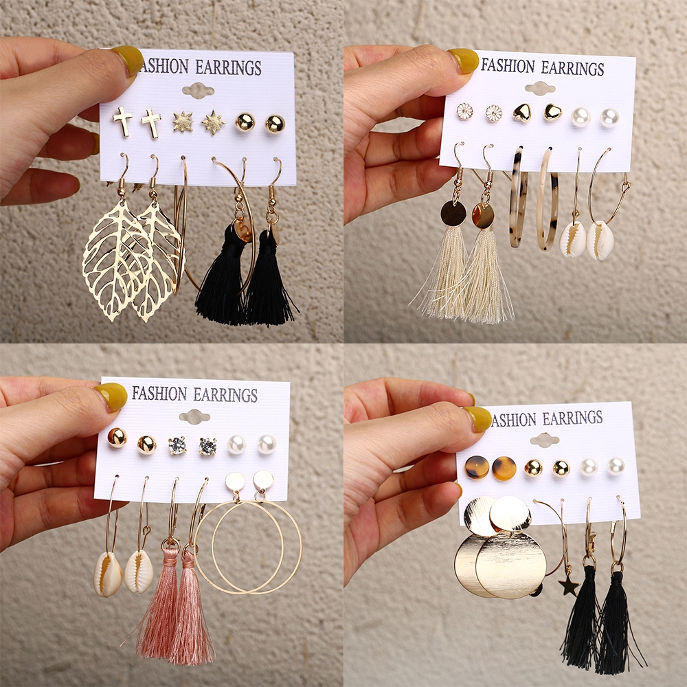 Khuyên tai AY dạng tua rua phong cách Bohemian thời trang cho nữ