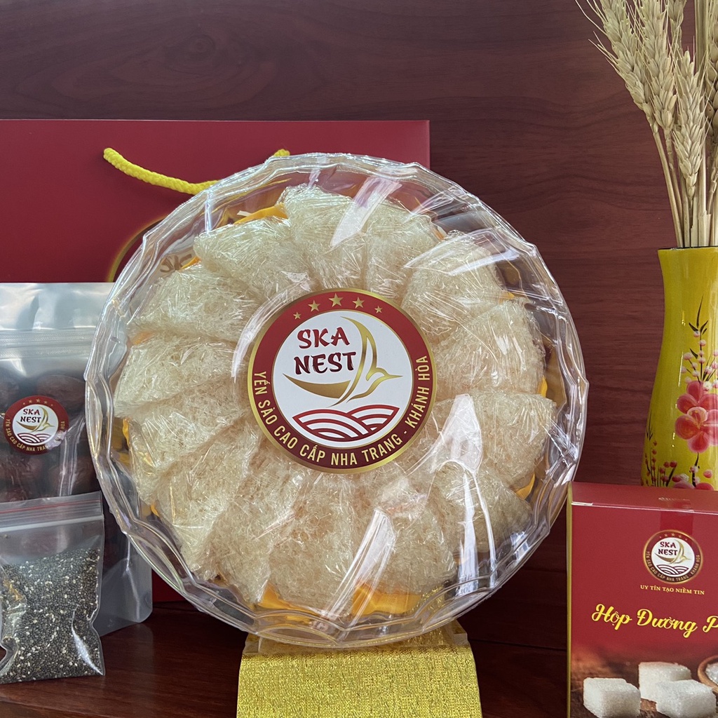 100g Yến sào tinh chế sợi ngắn (16-18 tổ) tặng kèm túi xách, hạt chia, táo đỏ, đường phèn