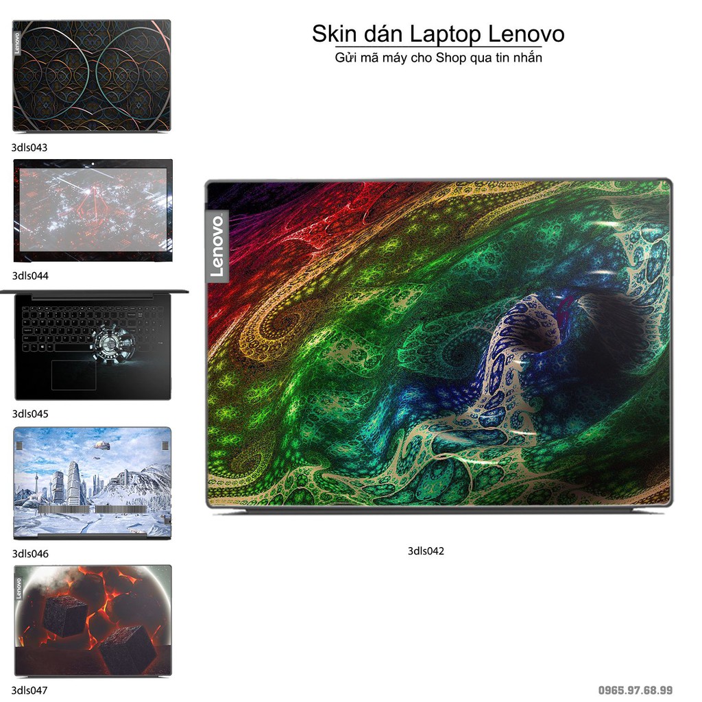 Skin dán Laptop Lenovo in hình 3D họa tiết (inbox mã máy cho Shop)