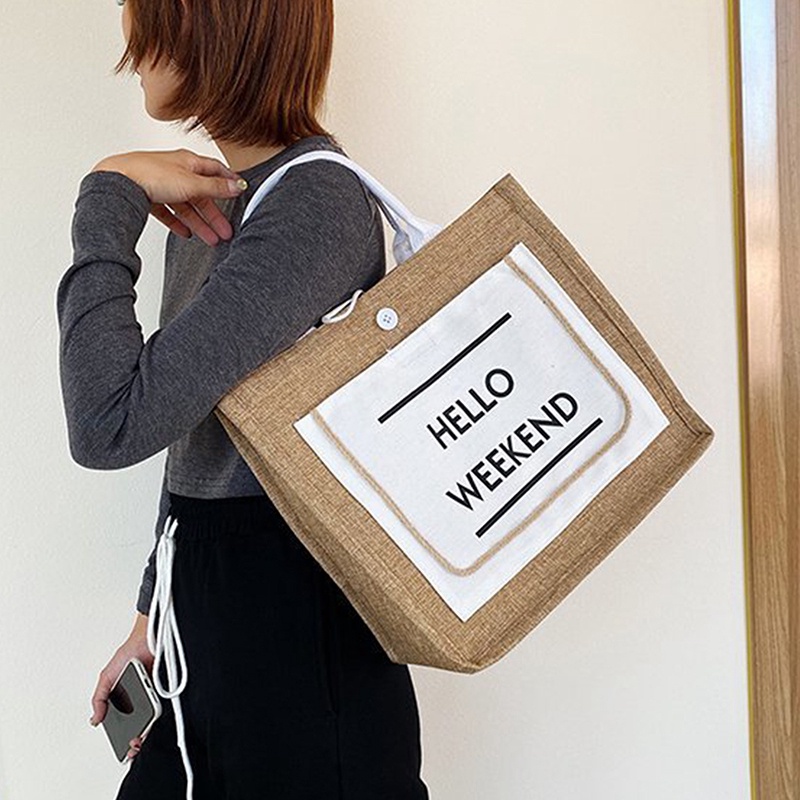 Túi Xách Vải Lanh Cotton Phong Cách Hàn Quốc Kiểu Mới