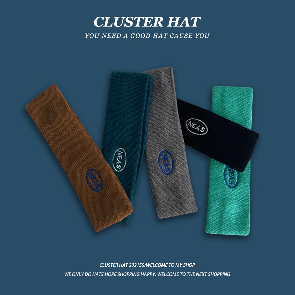 Băng đô len bản rộng in chữ phong cách Nhật Bản thời trang thu đông cho nữ