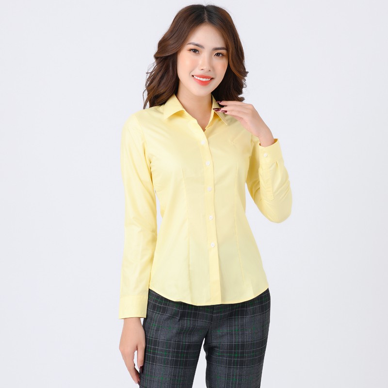 Áo sơ mi công sở nữ dài tay trơn Thái Hòa 8 màu sắc siêu đẹp