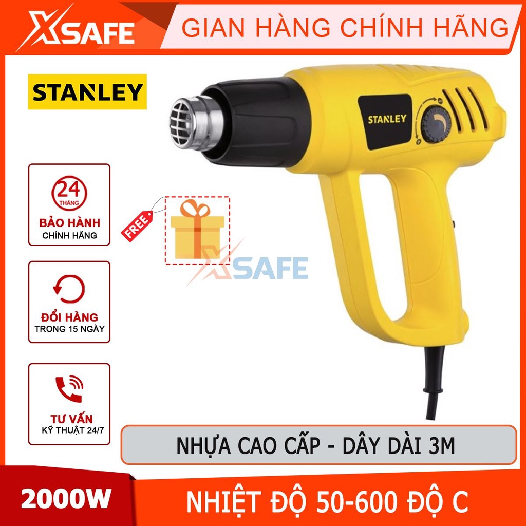 Máy thổi hơi nóng 2000W STANLEY STEL670-B1 công suất 2000W, nhiệt độ 50-800°C, chức năng điều chỉnh nhiệt độ