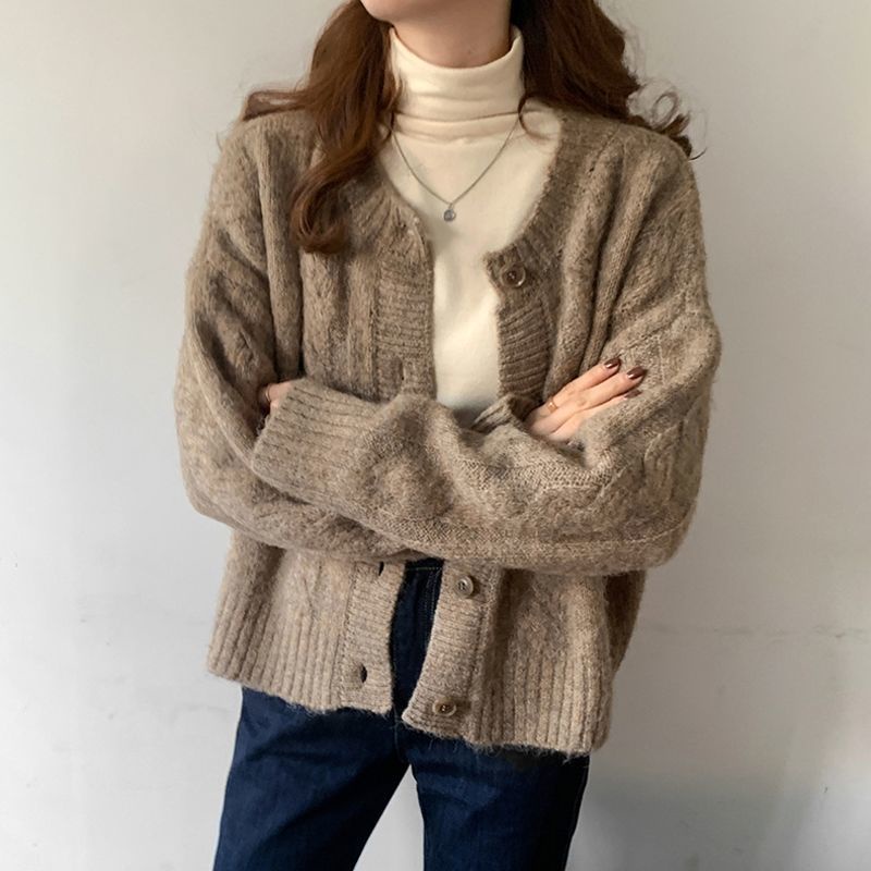 Áo Khoác Cardigan Dệt Kim Mềm Mại Dáng Rộng Ngắn Thời Trang 2022 Cho Nữ