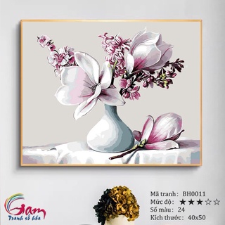 Tranh sơn dầu tự tô theo số Gam hoa mộc lan BH0011