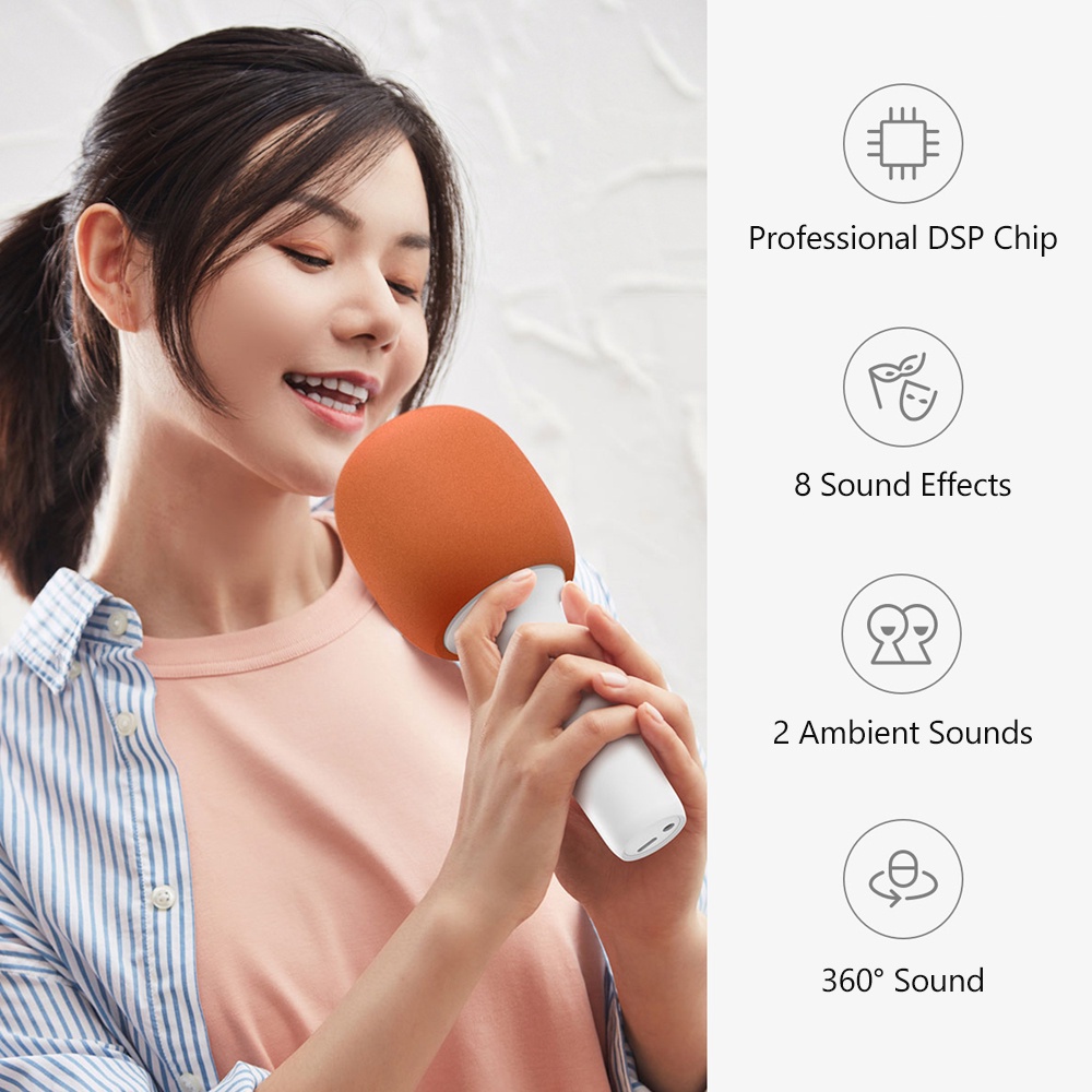 Micro karaoke không dây kèm loa Bluetooth Yuemi YMI Lite YMMKF007 - 8 hiệu ứng âm thanh - Pin lên đến 4 giờ
