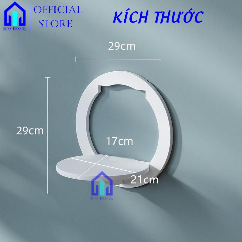 Kệ treo tường trang trí, kệ đa năng thông minh bằng gỗ cao cấp màu trắng, có thể gắn ổ điện làm chỗ sạc điện thoại