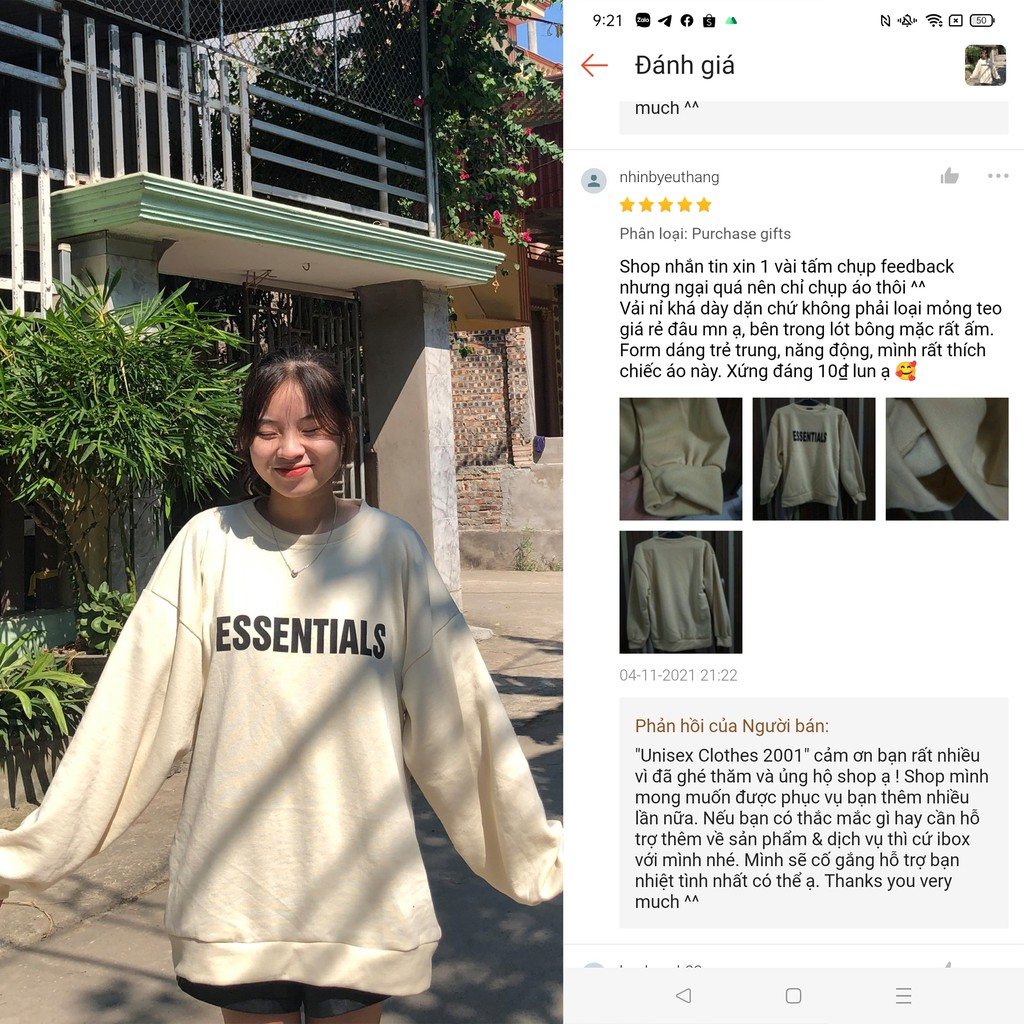 [ẢNH THẬT] Áo Sweater Nỉ Dày ESSENTIALS Siêu Hot 2021, Chất Nỉ Ngoại Hàng Đẹp, Form Rộng Chuẩn Unisex Cực Kỳ Dễ Phối Đồ | BigBuy360 - bigbuy360.vn