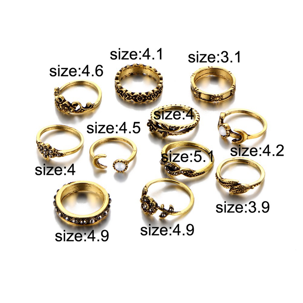 Set 8 nhẫn kiểu cổ điểnđầy tinh tế có nạm đá đầy sang trọng dành cho nữ
