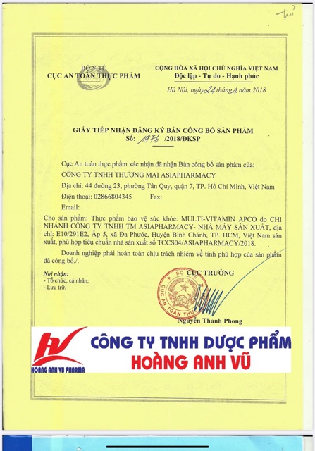 MULTIVITAMIN APCO  - BỔ SUNG VITAMIN THIẾT YẾU CHO CƠ THỂ TĂNG CƯỜNG SỨC KHOẺ