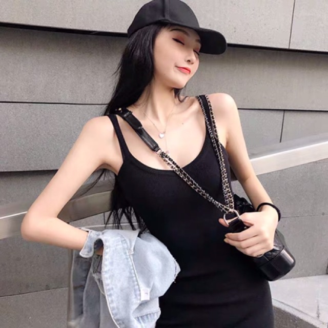 Đầm Body Hai dây Thun Gân