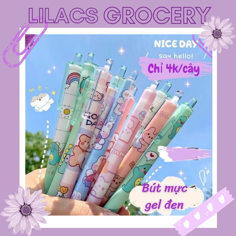 SET 6 Bút Bi Viết Cute Xinh Xắn Đáng Yêu Nhiều Màu Mang Lại May Mắn khi đi thi lilacs grocery