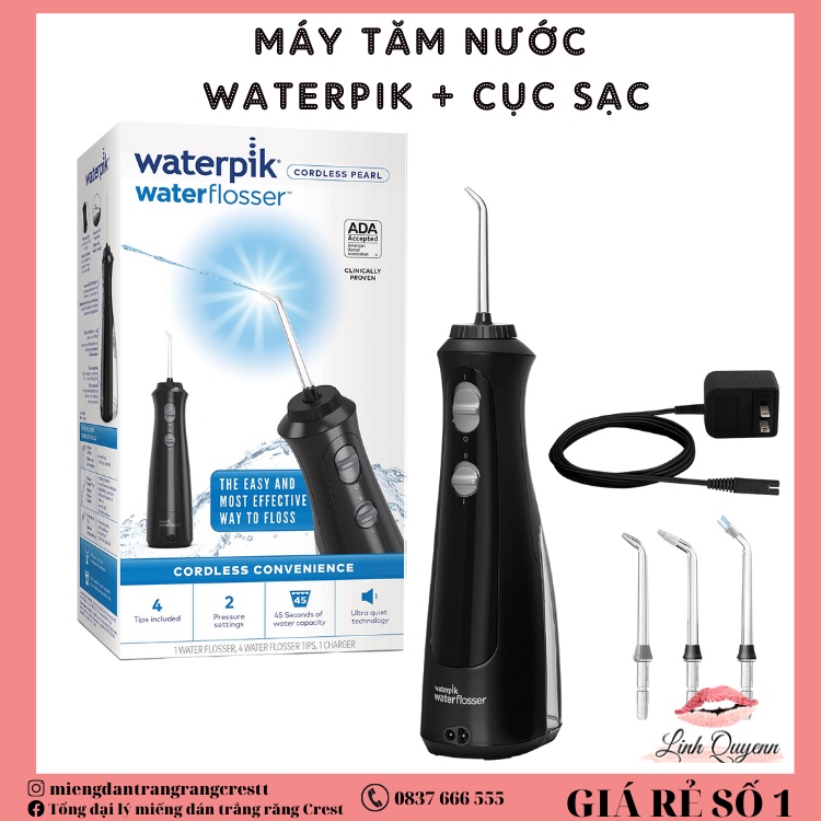 Máy Tăm Nước Cầm Tay làm sạch răng Waterpik Cordless Water Flosser + CỤC SẠC - CHÍNH HÃNG USA