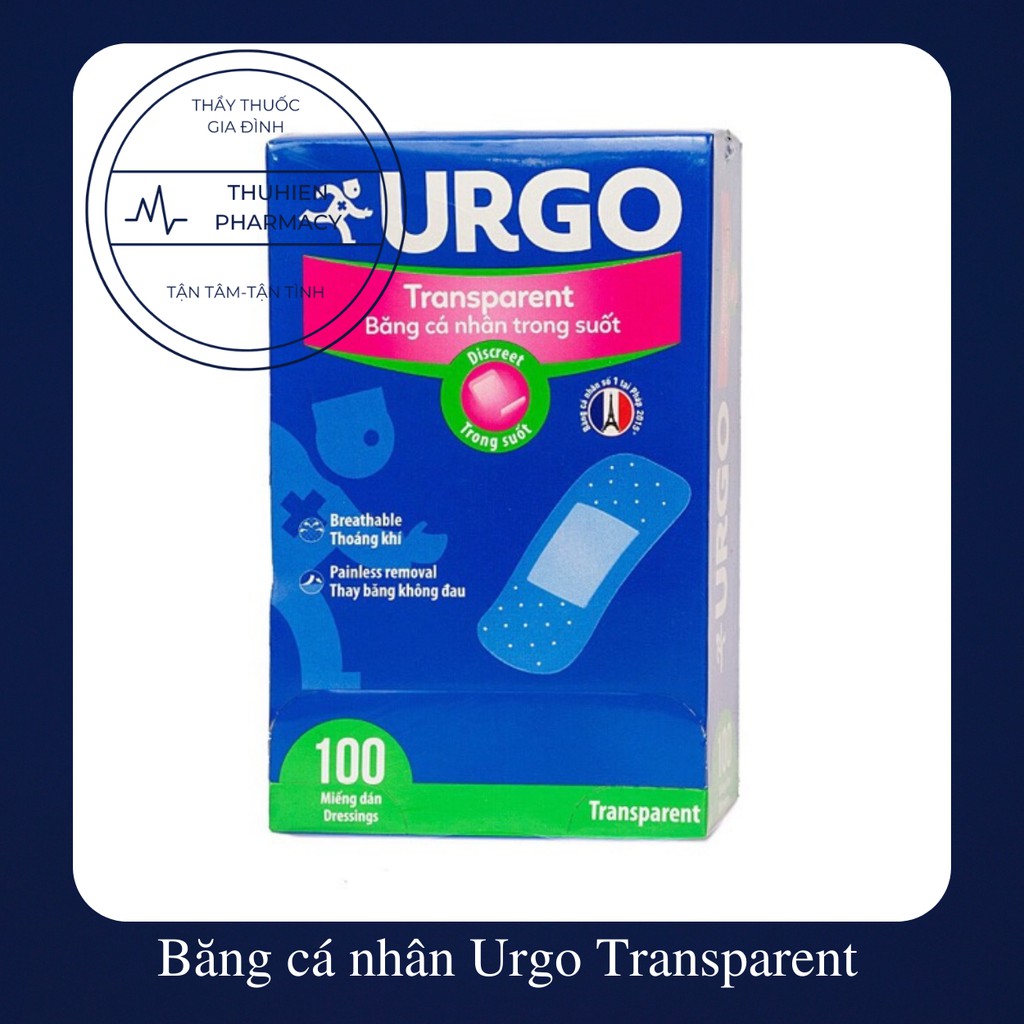 Urgo Transparent Thái Lan - Băng cá nhân trong suốt, chống nước cao (Hộp 20 cái và 100 cái)