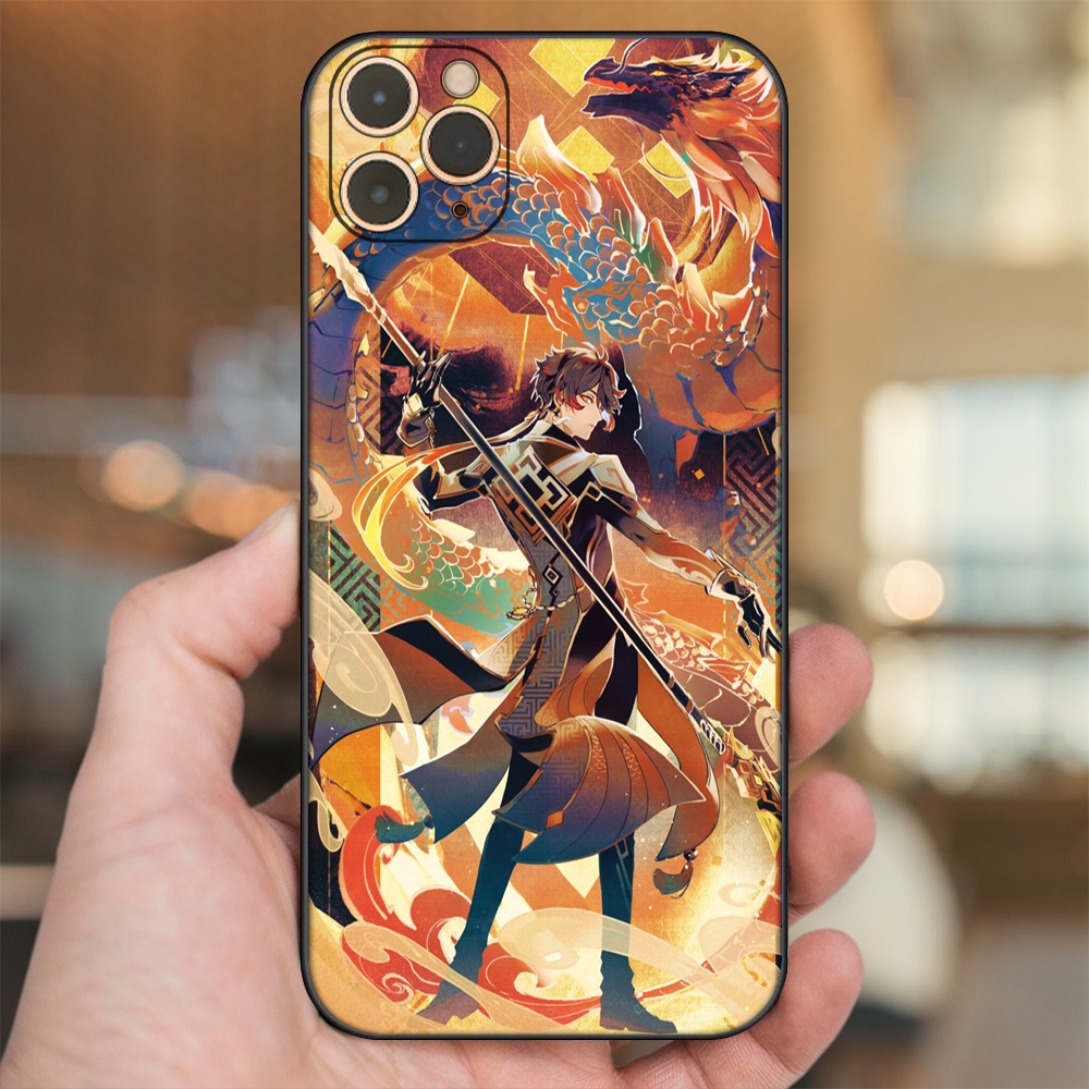 Ốp lưng iPhone 11 Pro Max dẻo đen cạnh vuông in hình Zhongli Genshin Impact
