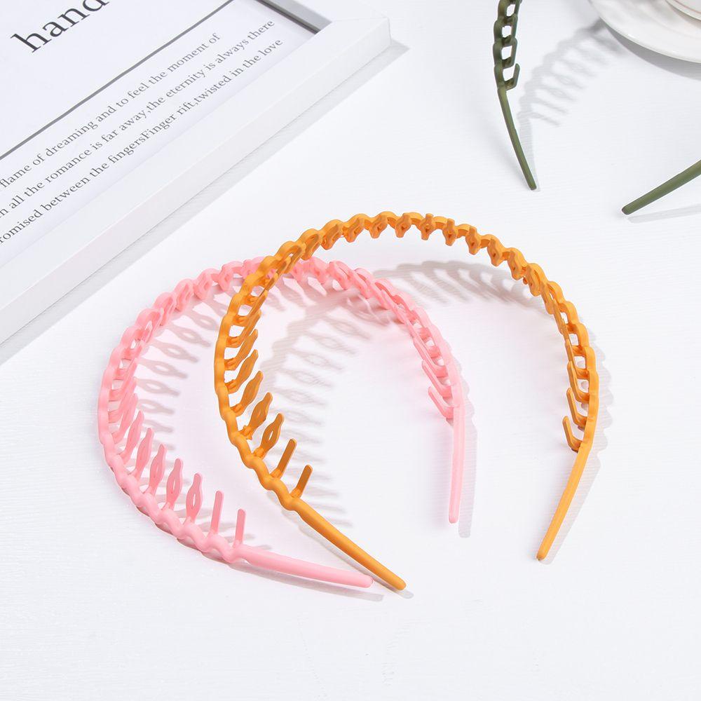 ROWANS Băng Đô Cài Tóc / Lược Cài Tóc Bằng Nhựa Resin Màu Trơn Răng Sóng Dành Cho Bạn Nữ