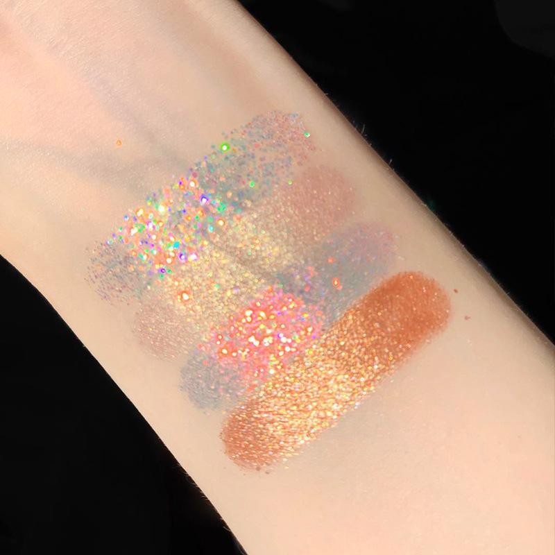 Bảng Phấn Mắt Bóng Lưu vực 琪瑟Moonlight beautiful girl s four-color eyeshadow, luminous, pearlescent, non-tipping big sequins, net celebrity, the same style, college students