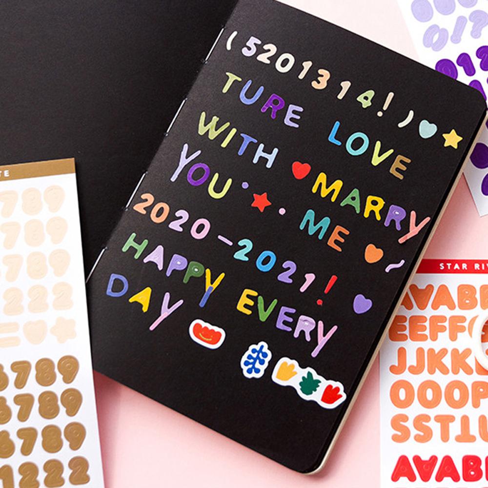 AUGUSTINE Bộ 6 Tấm Sticker Tự Dính Họa Tiết Bảng Chữ Cái Nhiều Màu Sắc Trang Trí Sổ Tay