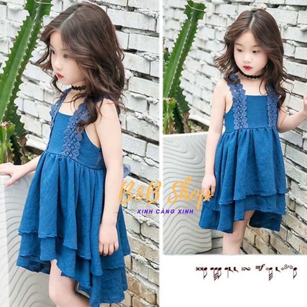 Đầm Bèo Tầng Trẻ Em  Váy Có Nơ Buộc Thân Sau Bé Gái Cực Xinh Cực Mịn Mát  Hàng Chuẩn Bao Đổi Trả Mua Được Kèm Quà Tặng