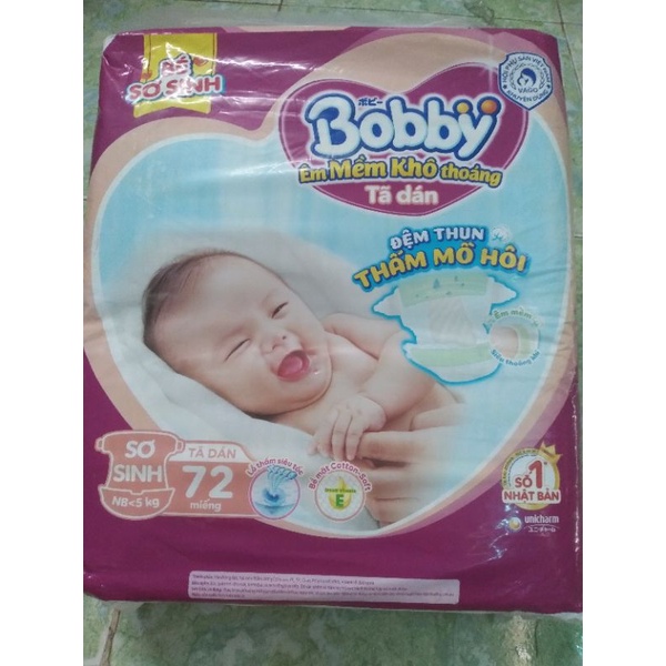 Tã dán Bobby Xs70 miếng mẫu mới tặng thêm 4 tã quần