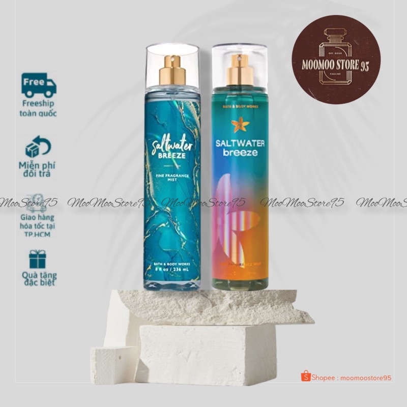 Xịt Thơm Toàn Thân Bodymist Bath & Body Works Mùi Saltwater Breeze 236Ml