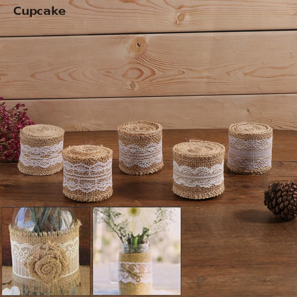 Cupcake 2M Roll Natural Jute Burlap Hessian Rustic Ribbon Lace Trims Tape Wedding Decor VN