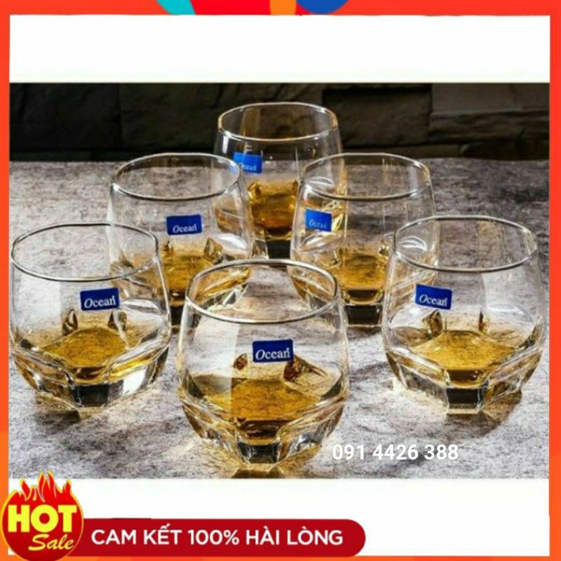 Cốc thủy tinh Ocean Charisma Rock 340ml bộ 6 chiếc (có tem ocean)