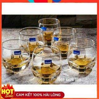 Cốc thủy tinh Ocean Charisma Rock 340ml bộ 6 chiếc (có tem ocean)